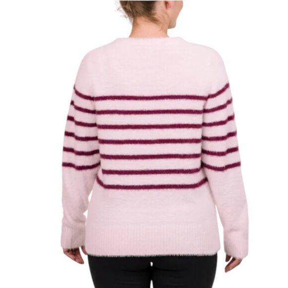 NEW Bleu Gray Long Sleeve Eyelash Crewneck Sweater | Red - Picture 5 of 7